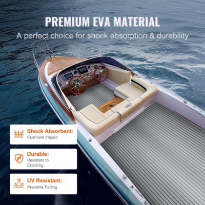 VEVOR Suelo de espuma EVA para barcos, 2400x1160x6 mm, suelo autoadhesivo antideslizante para terrazas, 27840 pulgadas cuadradas, alfombrilla marina para barcos, yates, pontones, cubiertas de kayak