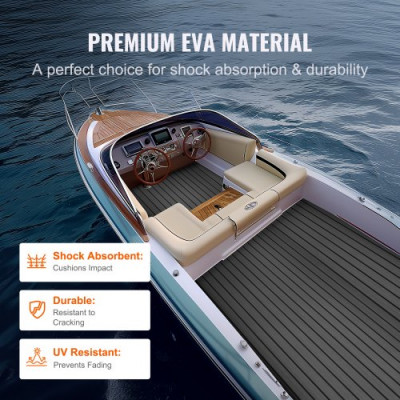 VEVOR Suelo de Espuma EVA para Barcos 2400x450 mm, Suelo de Terraza Autoadhesivo Antideslizante, 10800 cm², Estera Marina para Barcos, yates, pontones, Cubiertas de Kayak