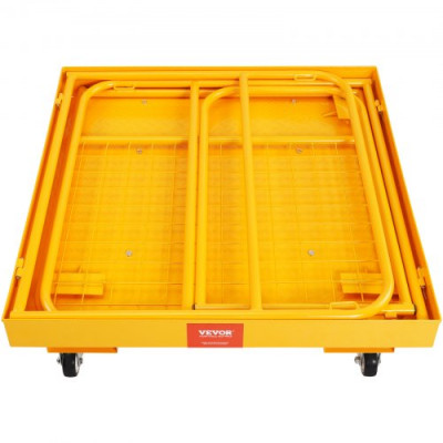 VEVOR Jaula de Seguridad Carretilla Elevadora Carga 544kg Plataforma de Trabajo Plegable 92x92cm 1-2 personas Ruedas Giratorias Bloqueables Cadena de Drenaje con Orificio Seguridad para Trabajo Aéreo