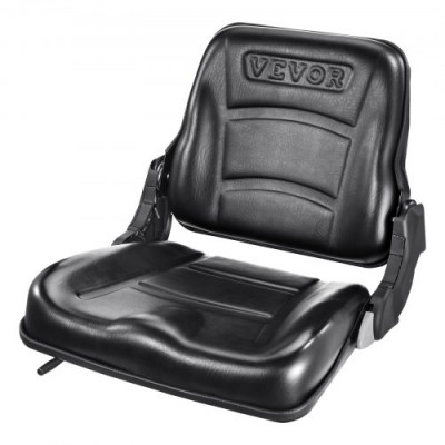 VEVOR Asiento Universal para Carretilla Elevadora Asiento Plegable para Tractor con Respaldo de Ángulo Ajustable Microinterruptor Ranura Extendida Asiento Cómodo 160-340 mm para Excavadora y Cargadora