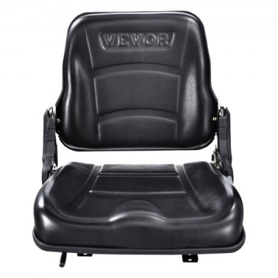 VEVOR Asiento Universal para Carretilla Elevadora Asiento Plegable para Tractor con Respaldo de Ángulo Ajustable Microinterruptor Ranura Extendida Asiento Cómodo 160-340 mm para Excavadora y Cargadora