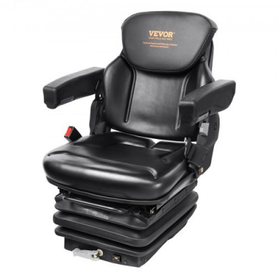 VEVOR Asiento Universal para carretilla elevadora, asiento ajustable para Tractor con reposabrazos con cinturón de seguridad