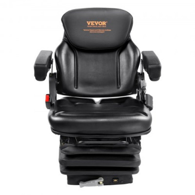 VEVOR Asiento Universal para carretilla elevadora, asiento ajustable para Tractor con reposabrazos con cinturón de seguridad