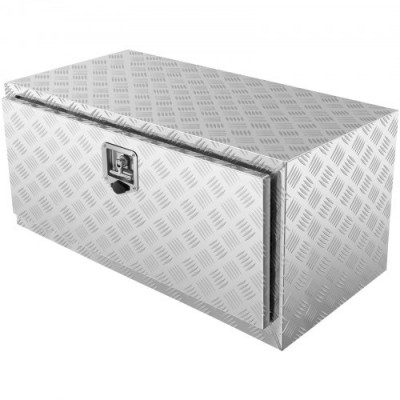 VEVOR Caja de Herramientas para Camión 91,4x61x61 cm Caja de Bastidor Inferior Caja de Almacenamiento de Aleación de Aluminio Montaje Inferior con Cerradura y Llaves para Remolques, Camionetas