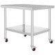 Buy Work Table Food Preparation Table Stainless Steel 90 x 76 x 5.5 cm Professional Kitchen Table Load 100 kg Work Table