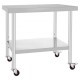 Buy Work Table Food Preparation Table Stainless Steel 90 x 76 x 5.5 cm Professional Kitchen Table Load 100 kg Work Table