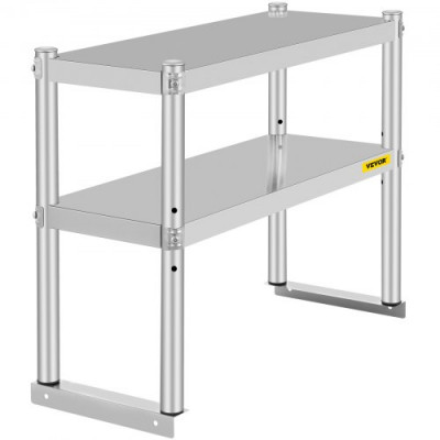 VEVOR Estante doble de acero inoxidable de 2 niveles, 12