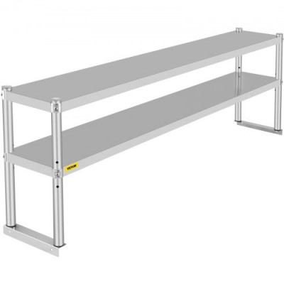 VEVOR Estante doble de acero inoxidable de 2 niveles, 12