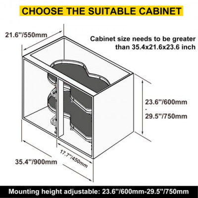 VEVOR Gabinete de esquina ciega extraíble para 34 en 2 niveles