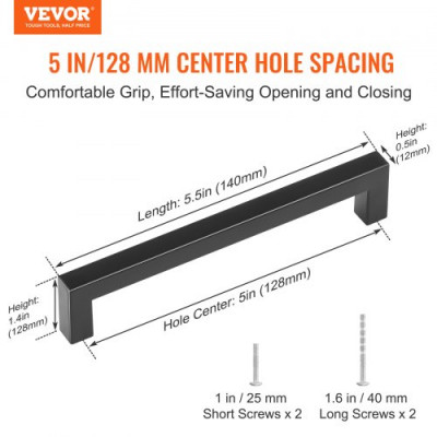 VEVOR 10 tiradores cuadrados para gabinetes de cocina de acero inoxidable 128 mm