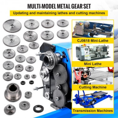 Engranajes de Torno de Metal, Conjunto de 27 pcs Metal Torno Engranajes para Mini Tornos y Fresadoras Modelo de Mini CJ0618 Herramienta Engranajes de Metal con Alta Precisión Fácil de Instalar