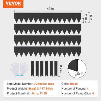VEVOR Borde de acero para paisaje, paquete de 4 bordes de acero para jardín, tiras de 40 pulgadas de ancho x 6 pulgadas de alto, borde martillado con 6 clips, borde de paisaje de metal plegable para p