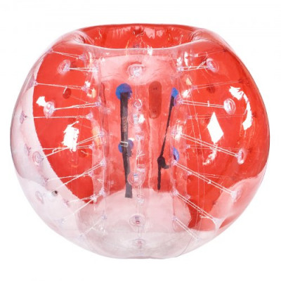 VEVOR Bola de Choque Inflable Bola de Choque de Parachoques 1,5 m x 1,2 m Bola de Colisión Humana Bola de Rebote de Burbuja de Cuerpo de PVC Transparente + Bola de Parachoques Inflable Roja