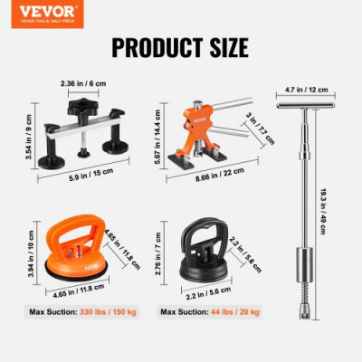 VEVOR 107 piezas Kit de reparación de abolladuras sin pintura con elevador dorado extractor de puente martillo deslizante extractor de abolladuras