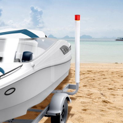 VEVOR Guía para Remolque de Barco 117,5 cm Ancho Ajustable 30 cm Guía de Lanzamiento de Acero Galvanizado con Tubo de PVC y LED para Moto Acuática, Barco de Pesca, Velero, Bote Inflable, 550x85x1175mm