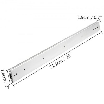 Guías para Cajones 71,1 cm, Rieles para Cajones 227 kg, Carriles para Cajones Correderas para Cajones Guías Laterales para Cajones con Rodamiento de Bolas Guías Telescópicas para Cajones Plata