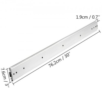 Guías para Cajones 76,2 cm, Rieles para Cajones 227 kg, Carriles para Cajones Correderas para Cajones Guías Laterales para Cajones con Rodamiento de Bolas Guías Telescópicas para Cajones Plata