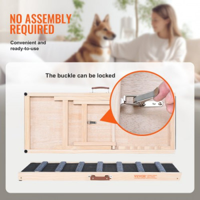 VEVOR Rampa para Perros Longitud de 1000 mm Rampa Plegable Antideslizante para Perros Pequeños/Grandes Altura Ajustable 6 Niveles 38-56 cm Adecuada para Cama, Sofá, Acceso al Coche, Interior, Exterior