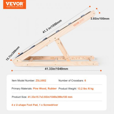 VEVOR Rampa para Perros Longitud de 1050 mm Rampa Plegable Antideslizante para Perros Pequeños/Grandes Altura Ajustable 6 Niveles 35-65 cm Adecuada para Cama, Sofá, Acceso al Coche, Interior, Exterior