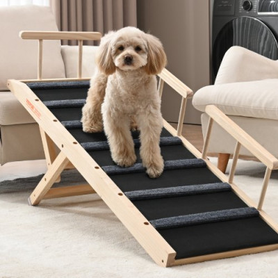 VEVOR Rampa para Perros Longitud de 1200 mm Rampa Plegable Antideslizante para Perros Pequeños/Grandes Altura Ajustable 6 Niveles 35-70 cm Adecuada para Cama, Sofá, Acceso al Coche, Interior, Exterior