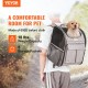 VEVOR Transportín para Mascotas con Ruedas Carga de 8,1 kg Maleta para Gatos 34x28x42 cm Transportador para Mascotas con Asa Telescópica Correa para Hombro Cremallera con Autocierre para Perros, Gris