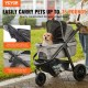 Kaufen Sie Hunde-Kinderwagen, 3 drehbare PU-Räder mit Bremse, Haustier-Kinderwagen, Belastung 34 kg, Katzen-Kinderwagen, Getränkehalter, Aufbewahrungskorb, Kissen für kleine/mittelgroße Hunde, Grau