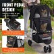 Buy Dog Stroller 3 Swivel Wheels 1 Brake Pet Stroller Load Capacity 16kg Pet Carrier with Velcro Front Pedal Storage Basket Cup Holder, Black