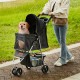 Kaufen Sie Hunde-Kinderwagen, 3 drehbare Räder, 1 Bremse, Haustier-Kinderwagen, Tragkraft: 16 kg, Haustier-Tragetasche mit Klettverschluss, Vorderpedal, Aufbewahrungskorb, Getränkehalter, Schwarz