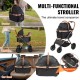 Buy Dog Stroller 4 Swivel Wheels with Brake Pet Stroller Load 30kg Cat Stroller Removable Bracket Storage Basket Cushion for Small/Medium Dogs, Black