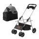 Buy Dog Stroller 4 Swivel Wheels 1 Brake Pet Stroller Load 16kg Dog Carrier Removable Bracket Storage Basket Cup Holder for Dogs, Black Dark Grey