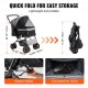 Buy Dog Stroller 4 Swivel Wheels 1 Brake Pet Stroller Load Capacity 20kg Cat Stroller Reversible Handle Storage Basket Zipper for Dogs, Black Grey