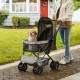 Koop Hondenwagen 4 zwenkwielen 1 rem Kinderwagen Draagvermogen 20 kg Kattenwagen Omkeerbaar handvat Opbergmand Rits voor honden, Zwart Grijs