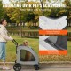 Buy 4 Swivel Wheels Dog Stroller with Brakes Pet Stroller 73kg Load Capacity Breathable Mesh Windows Adjustable Height for Medium/Large Dogs, Dark Grey