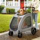 Buy 4 Swivel Wheels Dog Stroller with Brakes Pet Stroller 73kg Load Capacity Breathable Mesh Windows Adjustable Height for Medium/Large Dogs, Dark Grey