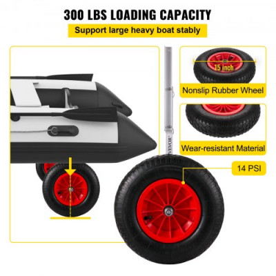 Ruedas de Lanzamiento para Lancha de Barco 15 " / 38,1 cm Ruedas de Botadura de Barco 300 lbs / 136 kg Rueda Dolly de Bote Inflable Aleación de Aluminio para Barco Inflable, Kayak, Bote de Vela