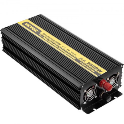 VEVOR Convertidor de Corriente GYS-2500W, Convertidor Onda Modificada DC 12V AC 230V, Inversor Onda Pura para Coche de Pico 5000W Inversor de Corriente Frecuencia Salida 50Hz Mando a Distancia y LCD