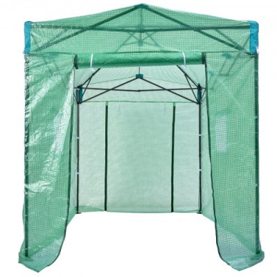 VEVOR Invernadero de Jardín 247,8x181,8x228 cm Refugio para Plantas Cubierta de PE de Alta Resistencia con Puertas, Ventanas, Marco de Acero con Recubrimiento en Polvo Invernadero Retráctil, Verde