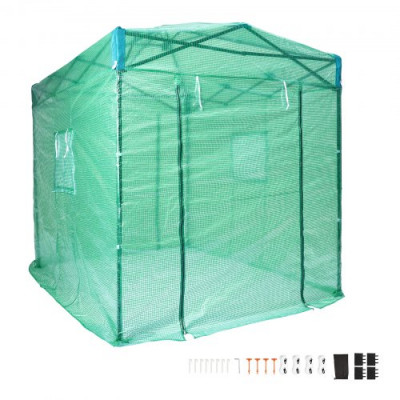 VEVOR Invernadero de Jardín 247,8x181,8x228 cm Refugio para Plantas Cubierta de PE de Alta Resistencia con Puertas, Ventanas, Marco de Acero con Recubrimiento en Polvo Invernadero Retráctil, Verde