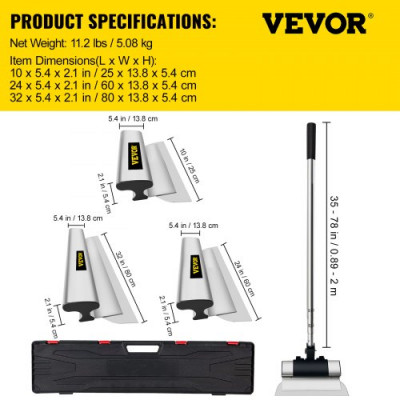 VEVOR Combo de Cuchilla de Encintar con Mango 10/24/32 Acero Inoxidable Hoja de Skimmimg de Panel de Yeso Grosor de Hoja de 0,5mm Espátula de Encintar Masilla para Entrar en Junta y Costura Estrecha