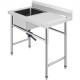 Comprar Fregadero Comercial de Acero Inoxidable para Fregadero de Cocina, 1 Compartimientos de Tamaño Total 100 x 61 x 95 cm Plata, Hecho a Mano Con Plataforma Derecha para Fregadero de Barra Inferior