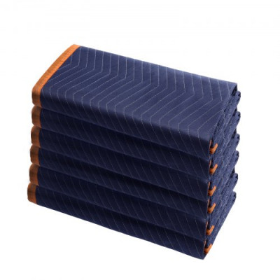 VEVOR Mantas para Mudanzas de Muebles 1829x1016 mm Mantas de Protección de Embalaje Resistentes 6 Piezas Tela no Tejida Algodón Reciclado para Proteger Muebles, Pisos, Electrodomésticos, Azul/Naranja