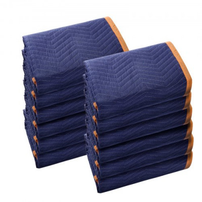 VEVOR Mantas para Mudanzas de Muebles 2032x1829 mm Mantas de Protección de Embalaje Resistentes 12 Piezas Tela no Tejida Algodón Reciclado para Proteger Muebles, Pisos, Electrodomésticos, Azul/Naranja