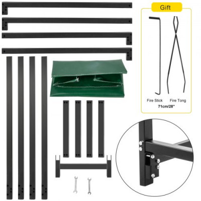 VEVOR Estante de Leña con Cubierta 244,5 x 36,2 x 122 cm Estante para Leña Exterior Capacidad de Carga 590 kg Estante de Leña de Acero Estante para Leña con Pies Estante de Registro de Chimenea Negro