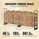 Buy Firewood Storage Rack 259x36x117 cm Steel Frame Firewood Holder with Waterproof 600D Oxford Cover Firewood Storage Rack for 1/2 Rope of Firewood Load 300kg for Garden Patio