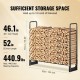 Buy Firewood Storage Rack 132x36x117 cm Steel Frame Firewood Holder with Waterproof 600D Oxford Cover Firewood Storage Rack for 1/4 Rope of Firewood Load 200kg for Garden Patio