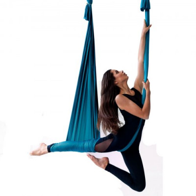 VEVOR Hamaca aérea de yoga 10 x 2,8 m Kit de columpio de yoga con inversión de danza aérea Nylon 100 g/m² Carga 1000 kg Vuelo aéreo antigravedad para fitness Culturismo Pilates oscuro Gimnasio, Verde