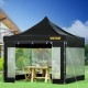 Carpa Plegable con Paredes Laterales Cenador Plegable de 3 x 3 m Carpas Impermeables de PVC con Bolsa de Tela Cenador para Exteriores 3 Alturas Ajustables Negro para Fiestas, Bodas, Reuniones