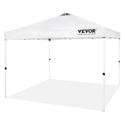 VEVOR Carpa Gazebo Emergente 304,8x304,8 cm Toldo para Cenador Tela Recubierta de Plata PU 250D Marco de Acero al Carbono con Bolsa con Ruedas 4 Sacos de Arena para Exterior, Jardín, Camping, Blanco