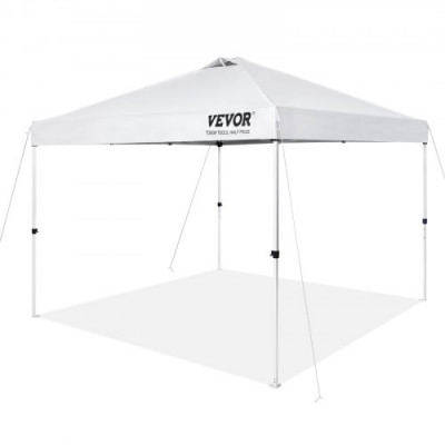 VEVOR Carpa Gazebo Emergente 304,8x304,8 cm Toldo para Cenador Tela Recubierta de Plata PU 250D Marco de Acero al Carbono con Bolsa con Ruedas 4 Sacos de Arena para Exterior, Jardín, Camping, Blanco