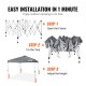 Buy Pop Up Gazebo Tent 120x120 Inch Gazebo Canopy 250D PU Silver Coated Fabric Carbon Steel Frame with Wheeled Bag 4 Sandbags for Outdoor, Garden, Camping, Grey